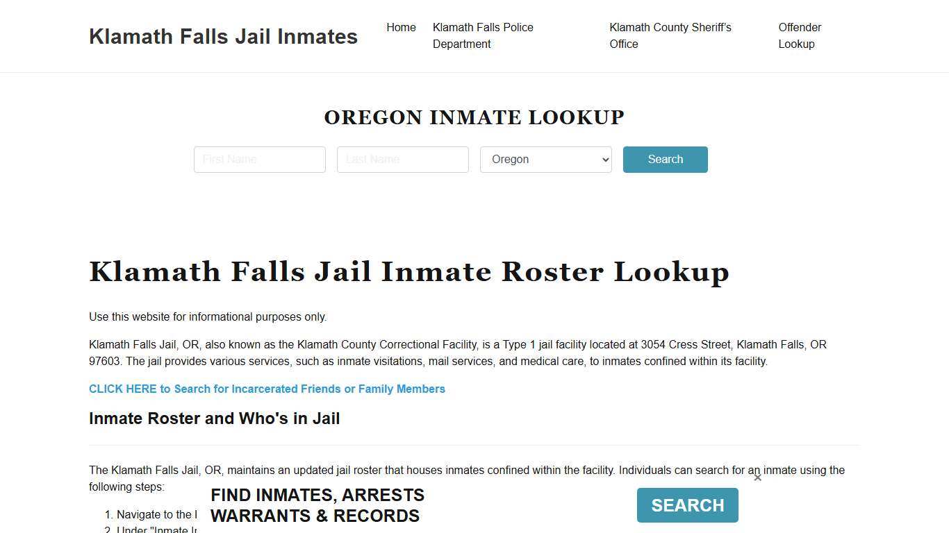 Klamath Falls Jail Inmate Roster, Klamath County, OR, Offender Search